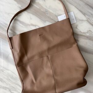 OAK + FORT Latte Vegan Leather City Tote Bag